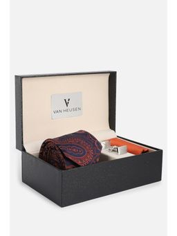 Van Heusen - Men Printed Casual Navy Blue Necktie Accessory Gift Set