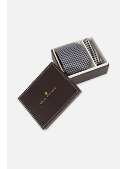 Louis Philippe - Men Embroidered Casual Black Tie & Pocket Square Gift Set
