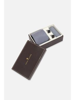 Louis Philippe - Men Embroidered Casual Navy Blue Necktie Accessory Gift Set