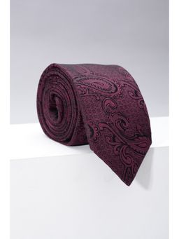 Peter England - Men Embroidered Casual Maroon Tie