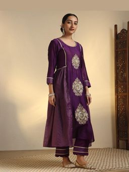 Sarvaa by Kriti - Purple Anika Embroidered Kurta and Pant