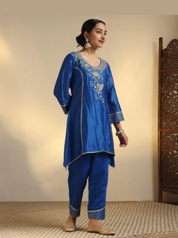 Sarvaa by Kriti - Blue Jiya Embroidered Kurta and Pant
