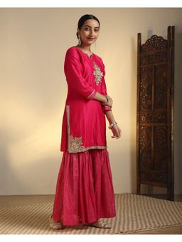 Sarvaa by Kriti - Magenta Pritha Embroidered Kurta and Sharara