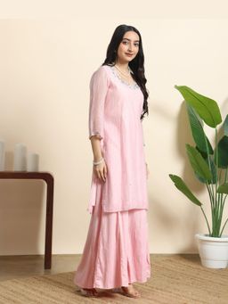 Sarvaa by Kriti - Pink Phagun Embroidered Kurta and Sharara