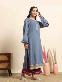 Sarvaa by Kriti - Blue Nihar Embroidered Kurta and Palazzo