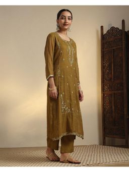Sarvaa by Kriti - Green Prisha Embroidered Kurta and Pant