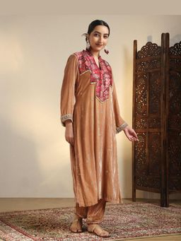Sarvaa by Kriti - Brown Zareen Embroidered Kurta and Pant