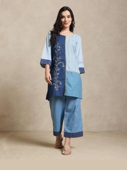 Sarvaa by Kriti - Blue The Neel Embroidered Kurta and Pant