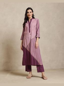 Sarvaa by Kriti - Purple The Nisha Embroidered Kurta and Pant