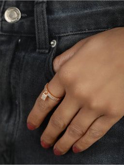 Jazz and Sizzle - Rose Gold-Plated Cz-Studded Adjustable Ring