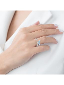 Jazz and Sizzle - Silver Plated Blue Stone and Butterfly Shaped Ring