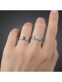 Jazz and Sizzle - Silver Plated AD Studded Adjustable Couple Rings (Pack of 2)