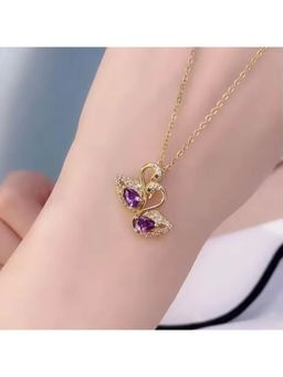 Jazz and Sizzle - Copper Purple Crystal Butterfly Pendant Necklace