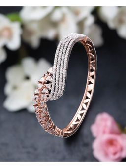 Jazz and Sizzle - Rose Gold-Plated Cz Stone-Studded Handcrafted Bracelet