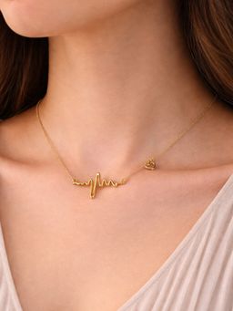 JEWELZ - Gold Plated Heartbeat Design Chain Necklace for Women