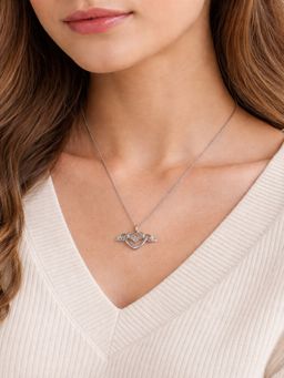 JEWELZ - Silver Plated Heart with Wings Pendant Necklace for Women