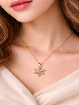 JEWELZ - Gold Plated Snowflake Crystal Pendant Necklace for Women