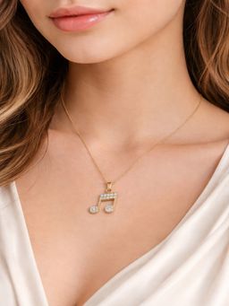 JEWELZ - Gold Plated Music Note Pendant Necklace for Women