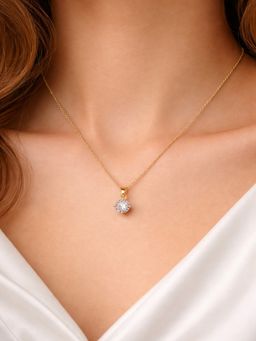 JEWELZ - Gold Plated Solitaire Crystal Pendant Necklace for Women