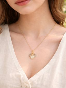 JEWELZ - Gold Plated Rose Pearl Pendant Necklace for Women