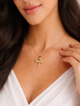 JEWELZ - Gold Plated Dragonfly Pendant Necklace for Women