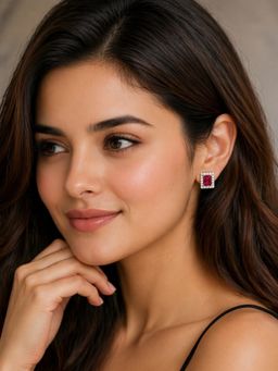 Axora Life - 925 Sterling Silver Ruby Pink Glow Stud Earrings