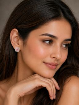 Axora Life - 925 Sterling Silver Pink Emerald Sparkle Stud Earrings