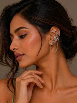 Axora Life - 925 Sterling Silver Butterfly Chain Silver Ear Cuff