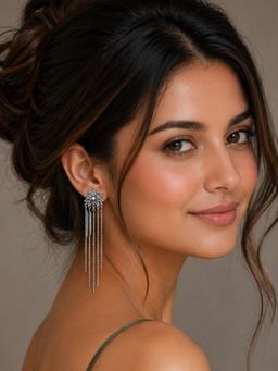 Axora Life - 925 Sterling Silver Floral Silver Drop Earrings