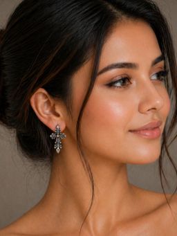 Axora Life - 925 Sterling Silver Vintage Cross Design Silver Hoop Earrings