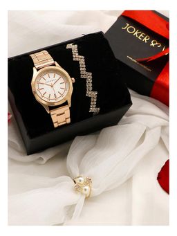 Joker and Witch - Joker & Witch White Love Triangle Watch & Bracelet With Ring For Women (Pack of 3) (JWLT15)