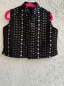 Tiny Pants - Trendy Boys Black Nehru Jacket In With Cotton Lining & Mirror Embroidery
