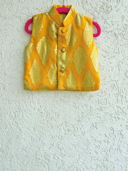 Tiny Pants - Boys Mango Nehru Jacket With Golden Zari - Haldi & Wedding Wear