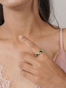 Joker and Witch - Joker & Witch Cara Black And Green Multicolour Ring