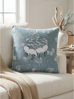 Life n Colors - Graceful Cranes Azure Cushion Cover