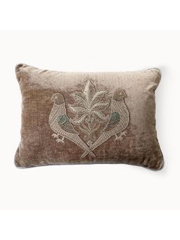 Life n Colors - Jewelled Parrot Embroidered Cushion Cover (12 x 18 Inches)