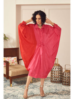 Neeti and Mudita - Hot Pink/Red Tie Up Drape Melody Dress