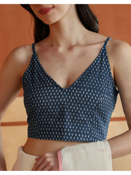 Fabindia - Indigo Cotton Dabu Printed Stitched Blouse