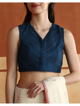 Fabindia - Blue Cotton Silk Stitched Blouse