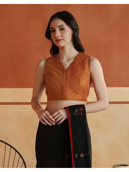Fabindia - Rust Cotton Silk Stitched Blouse