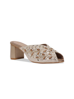 ERIDANI - Nur Embroidered Gold Heels