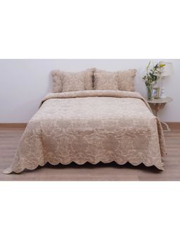 Belleven - Grandeur Embroidered Cotton Bedspread Set (Beige/Brown)