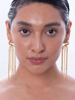 Ethnic Andaz - Women Waterfall Tassel Earrings Gold