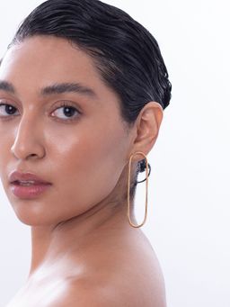 Ethnic Andaz - Women Sleek Oval Earrings Gold