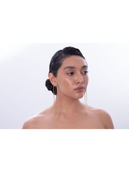 Ethnic Andaz - Women Elongated Oval Earrings Gold