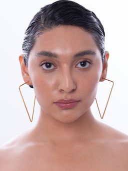 Ethnic Andaz - Women Inverted Open Triangle Earrings Gold