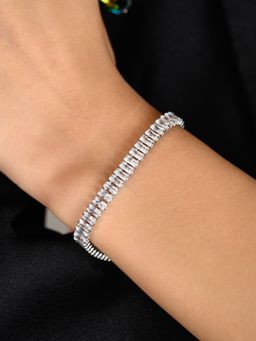 METALM - 925 Silver White Gold Tennis Bracelet For Women