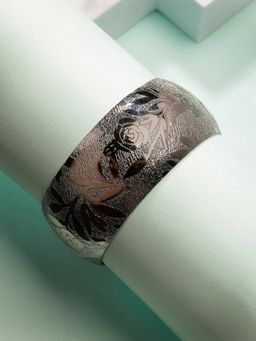 NVR - Womens Rhodium-Plated Self-Design Cuff Bracelet