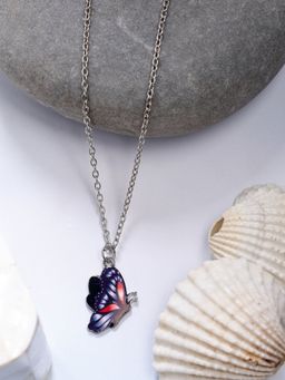 NVR - Womens Silver-Plated Chain with Butterfly Pendant