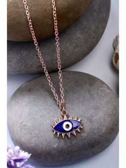 NVR - Womens Rose Gold-Plated Chain with Evil Eye Pendant